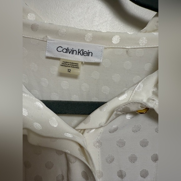 NWT | Calvin Clein Elegant White Polka Dot Dress with Pockets Size 12 - Picture 6 of 13